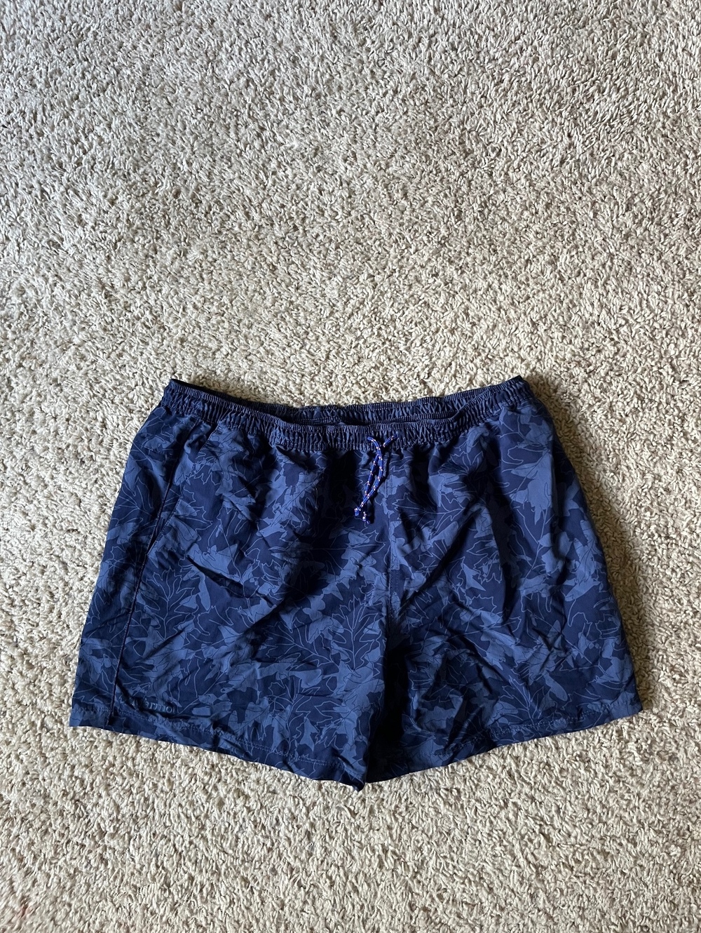 Marmot Navy Blue Leaf Pattern Men's Swim Shorts Size XL